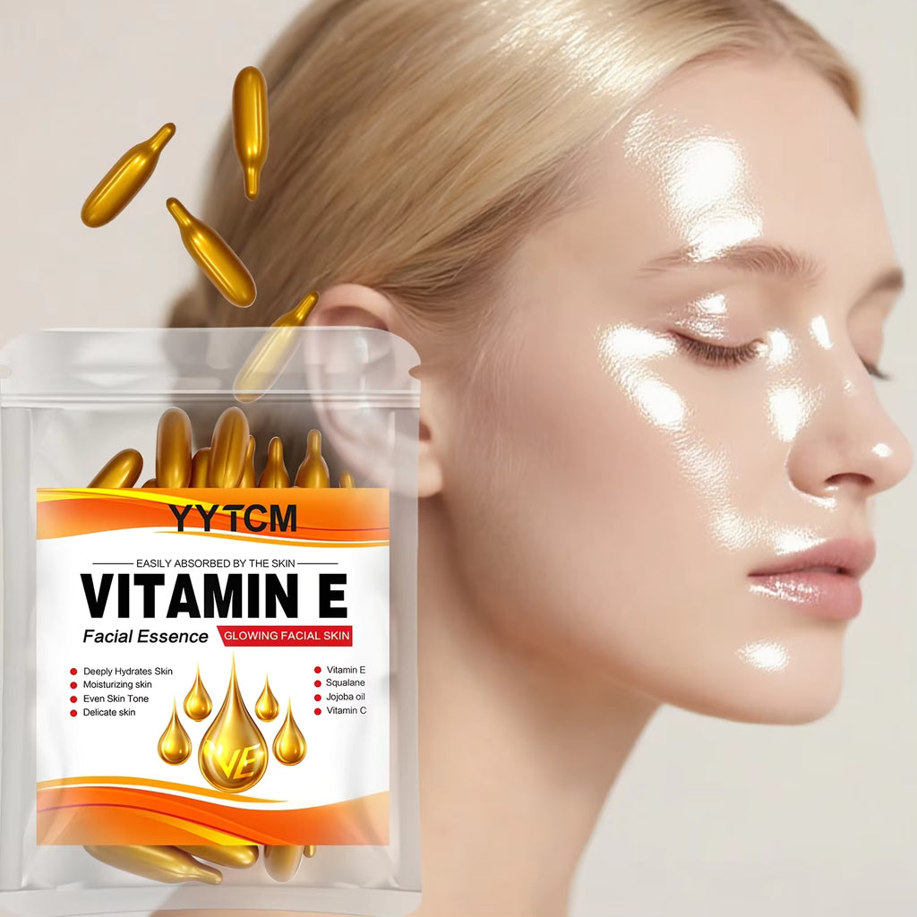 Vitamin E Moisturizing Capsule Essence with Squalane & Vitamin C, Hydrating & Brightening, 30 Capsules