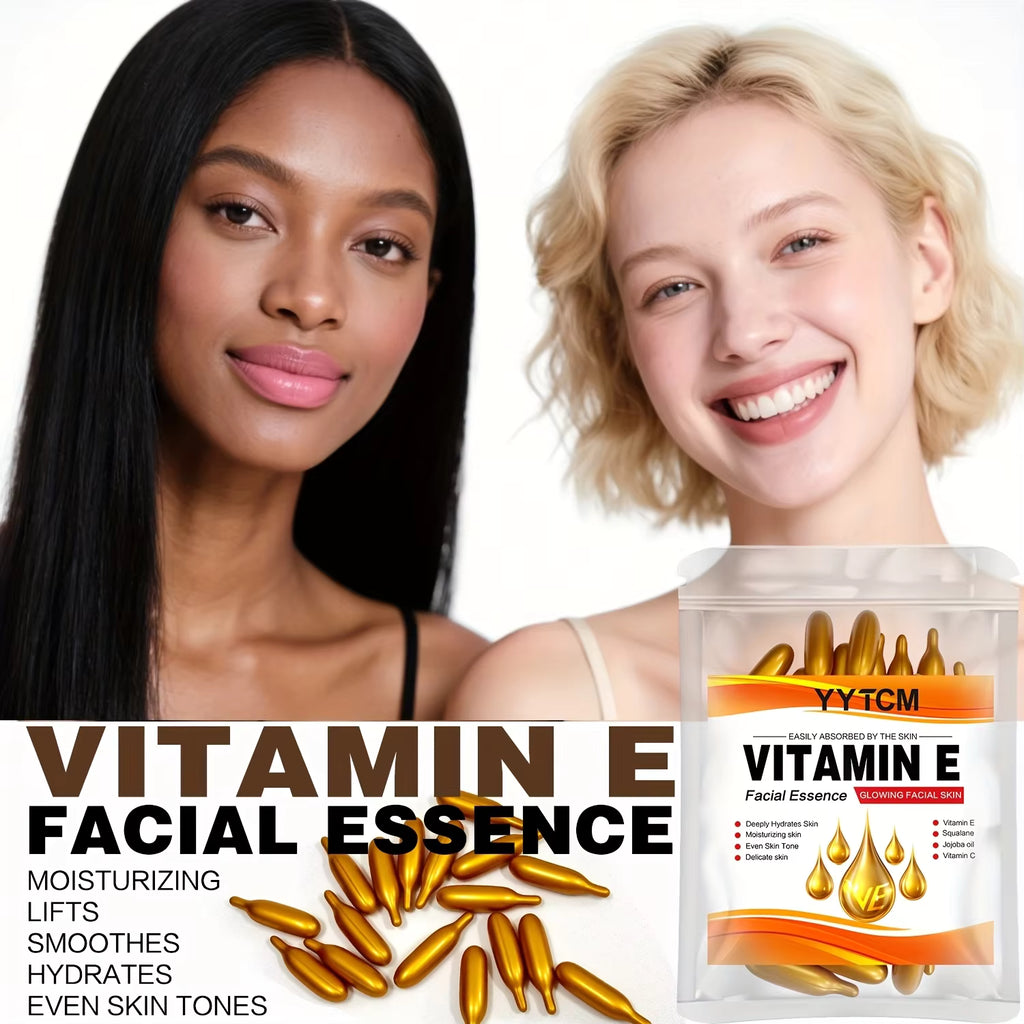 Vitamin E Moisturizing Capsule Essence with Squalane & Vitamin C, Hydrating & Brightening, 30 Capsules