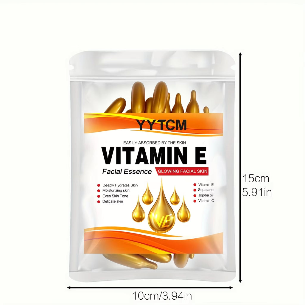 Vitamin E Moisturizing Capsule Essence with Squalane & Vitamin C, Hydrating & Brightening, 30 Capsules