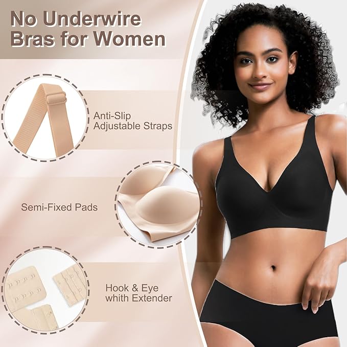 V-Neck Jelly Seamless Push-Up Bra