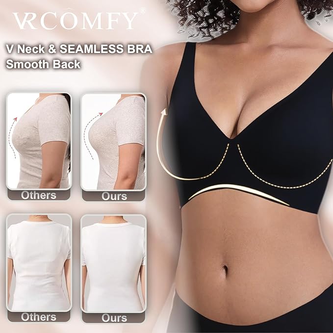 V-Neck Jelly Seamless Push-Up Bra