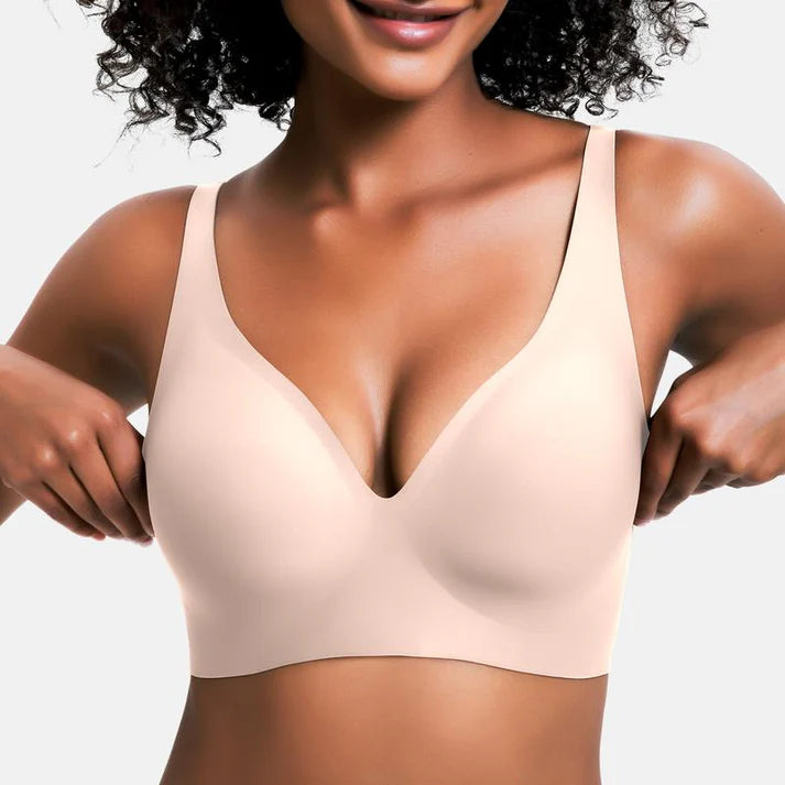 V-Neck Jelly Seamless Push-Up Bra